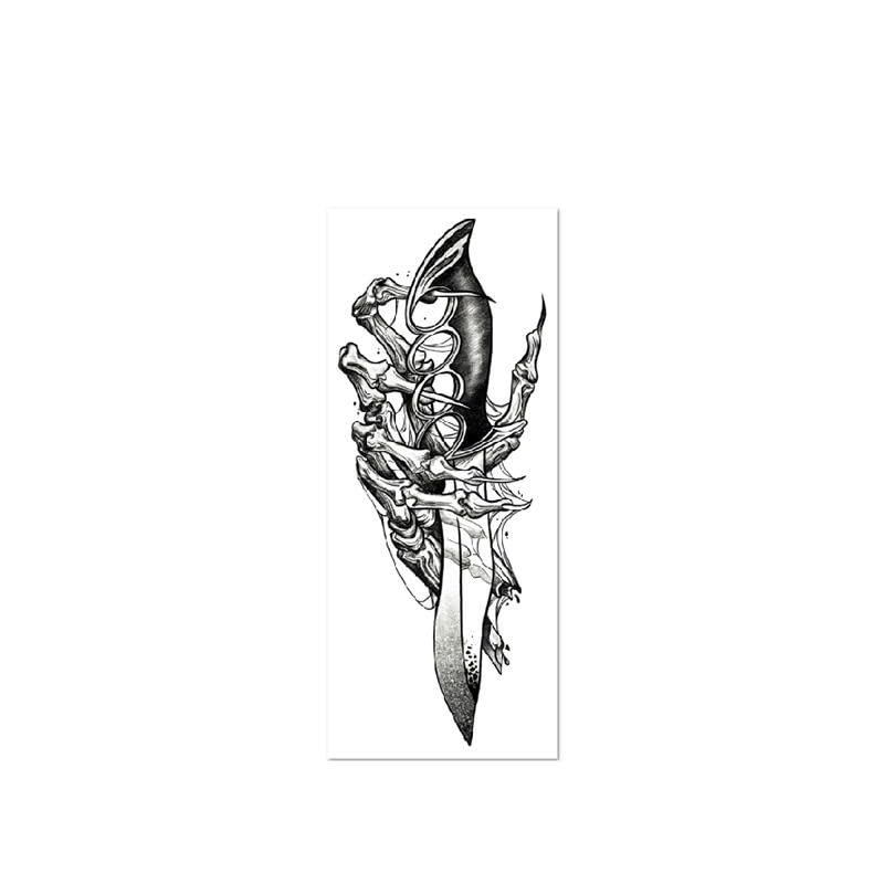 2 Temporary Tattoo Stickers Dark Skull For Women And Men Juice Plant Ink Waterproof Semi-Permanent Long-Lasting For 2 Weeks And Non-Reflective