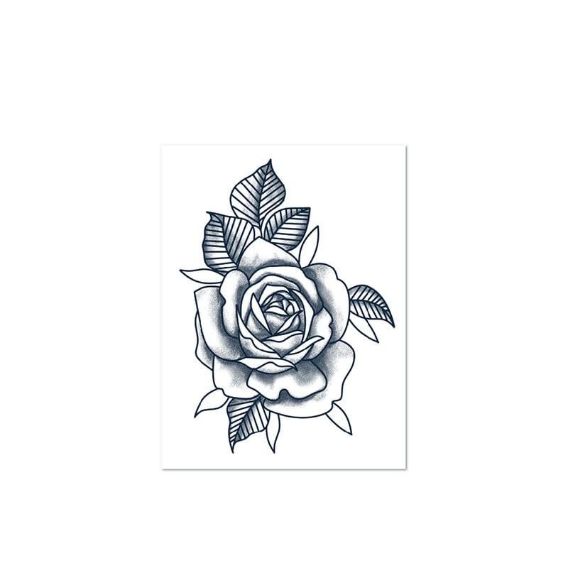 2 Temporary Tattoo Stickers With Roses On The Back Of Hands For Women And Men Juice Vegetable Ink Waterproof Semi-Permanent And Long-Lasting For 2 Weeks Non-Reflective