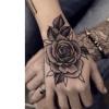 2 Temporary Tattoo Stickers With Roses On The Back Of Hands For Women And Men Juice Vegetable Ink Waterproof Semi-Permanent And Long-Lasting For 2 Weeks Non-Reflective view 2