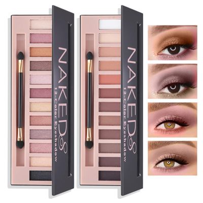 BKPPLZP 12 Colors Makeup Naked Eyeshadow Palette,Nude Matte Shimmer Eyeshadow Palette,Natural Glitter Pigment Eye Shadow Pallete Set Smokey Eye Professional Beauty Makeup Kit(Pearl+Matte)