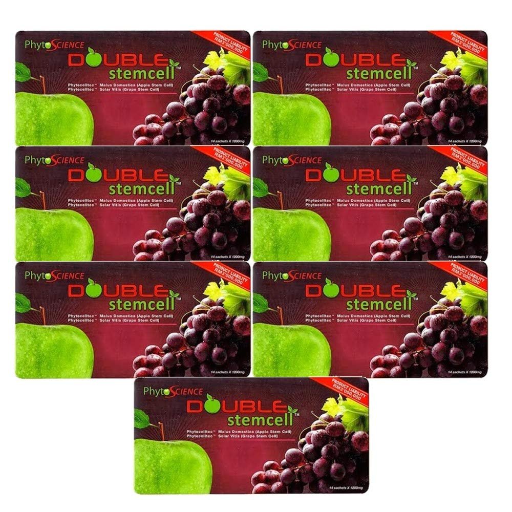7 Packs Phytoscience Double Stem Cell Anti Aging Acne Treatment Supplement Acai Berry Extract Blueberry Reduce Wrinkles Pores Pimples Fine Lines Skin Texture (14 Sachets/pack)