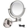 AMHIL Wall Mount Led Lighted Makeup Mirror 5X Magnifying USB Rechargeable Cosmetic Mirror 360 Swivel Extendable Two Sided Vanity Mirror for Bathroom/Nickel Brushed view 1