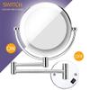 AMHIL Wall Mount Led Lighted Makeup Mirror 5X Magnifying USB Rechargeable Cosmetic Mirror 360 Swivel Extendable Two Sided Vanity Mirror for Bathroom/Nickel Brushed view 3