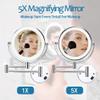 AMHIL Wall Mount Led Lighted Makeup Mirror 5X Magnifying USB Rechargeable Cosmetic Mirror 360 Swivel Extendable Two Sided Vanity Mirror for Bathroom/Nickel Brushed view 4