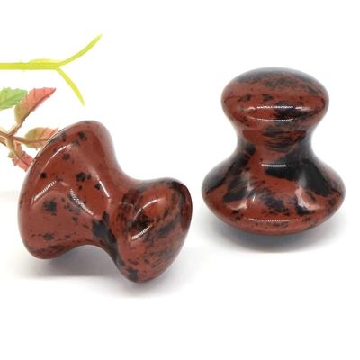 Natural Rose Quartz Crystal Mushroom Facial Massage Reiki Healing Energy Stone Gua Sha Skin Care Face Massager SPA Lifting Tools,Red Mahogany
