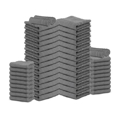 TOALLA Salon Towels 50 Pack Grey Hand Towels 100% Cotton Spa Towels 16x27 inches Highly Absorbable Facial Towels Gym Towels Hair Towels and Face Towels Bulk Small Towels (Not Bleach Proof)