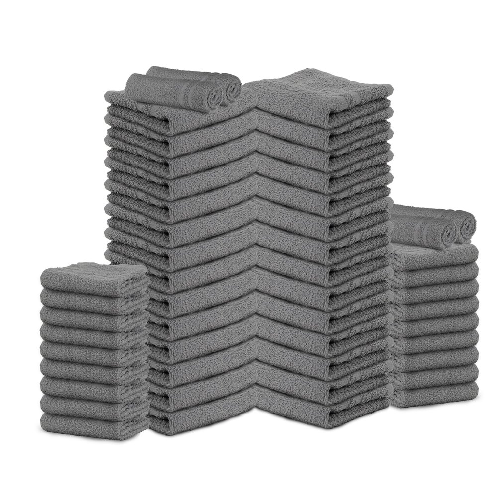 TOALLA Salon Towels 50 Pack Grey Hand Towels 100% Cotton Spa Towels 16x27 inches Highly Absorbable Facial Towels Gym Towels Hair Towels and Face Towels Bulk Small Towels (Not Bleach Proof)