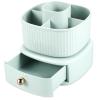 360Rotating Makeup Brush Holder with Drawer Skincare Organizers Removable Cosmetic Box Double Layer Cosmetics Organizer with 5 Compartments Washable Makeup Brush Organizer KT view 2