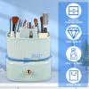 360Rotating Makeup Brush Holder with Drawer Skincare Organizers Removable Cosmetic Box Double Layer Cosmetics Organizer with 5 Compartments Washable Makeup Brush Organizer KT view 3
