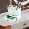 360Rotating Makeup Brush Holder with Drawer Skincare Organizers Removable Cosmetic Box Double Layer Cosmetics Organizer with 5 Compartments Washable Makeup Brush Organizer KT view 4