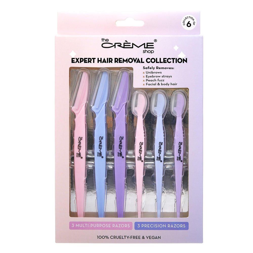 The Crme Shop Expert Removal Collection Dermaplaning Tool for Face | Face Razors for Women | Stocking Stuffers for Women (Pack of 6)