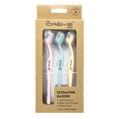 The Crme Shop Ultra Fine Razors Dermaplaning Tool for Face | Face Razors for Women | Stocking Stuffers for Women (Pack of 3)