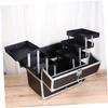 Mikinona Handheld Makeup Train Case Portable Cosmetics Organizer for Travel Shoulder Strap Black Toiletry Holder Capacity for Professionals and Home Use view 3