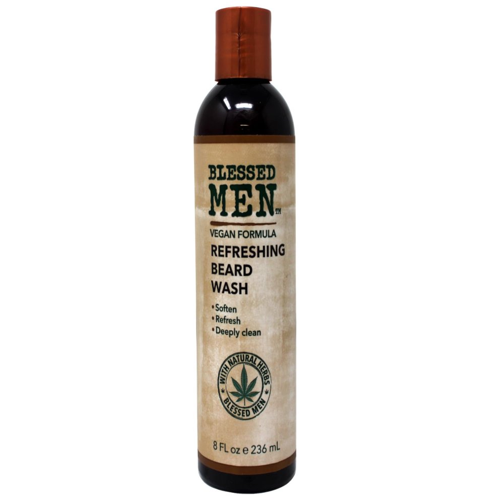Blessed Men Refreshing Beard Wash with Natural Herbs, Vegan Formula, Deep Cleansing & Softening Beard Shampoo, 8 fl oz