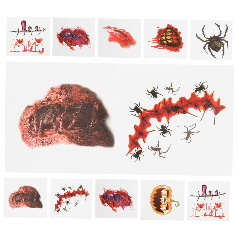 FRCOLOR 40pcs Halloween Face Scar Tattoos Realistic Temporary Wound Stickers for Party Makeup Creative Scars for Cosplay Easy to Apply Remove for Halloween Celebrations