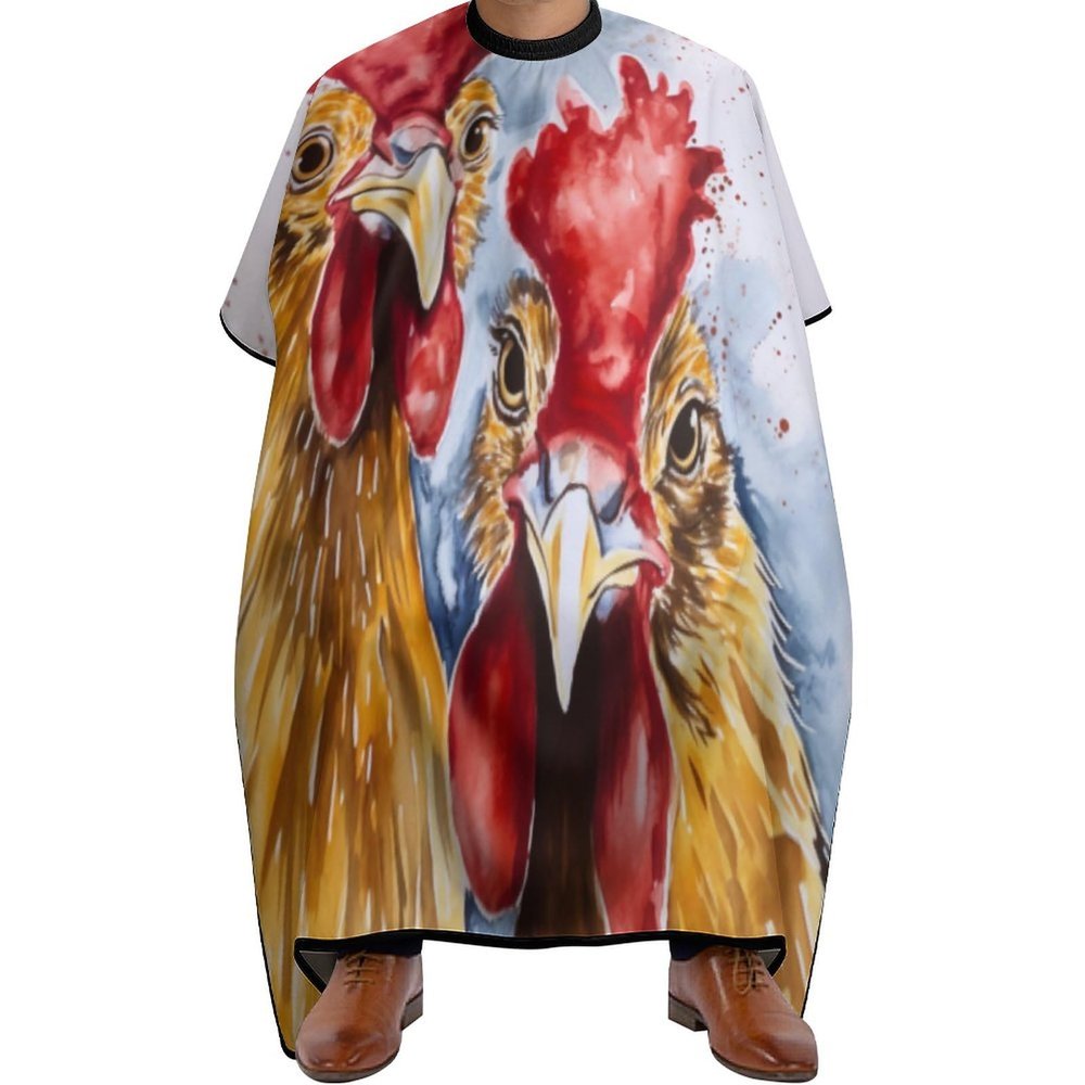 KUYT Rooster Hen Professional Barber Cape,Polyester Hair Cutting Salon Cape,Water And Stain Resistant Apron,Cutting Hair Beard Hairdressing Cape Anti-Static Haircut,56.766.9 Inch (1 Pack)