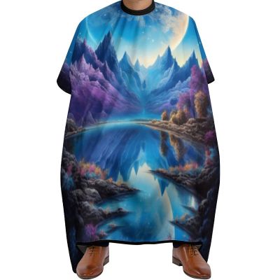 KUYT Blue Moon Professional Barber Cape,Polyester Hair Cutting Salon Cape,Water And Stain Resistant Apron,Cutting Hair Beard Hairdressing Cape Anti-Static Haircut,56.766.9 Inch (1 Pack)