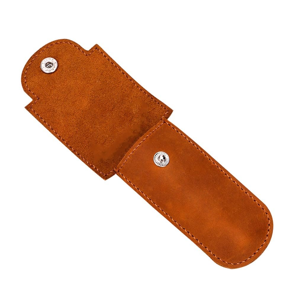 Brown Cowhide Leather Double Edge Safety Razor Head Protecting Leather Cover Butterfly Case Accessories For Travel