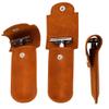 Brown Cowhide Leather Double Edge Safety Razor Head Protecting Leather Cover Butterfly Case Accessories For Travel view 3