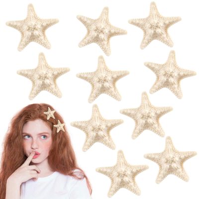 10PCS Cute Starfish Resin Beach Hair Pins and Mermaid Alligator Clips, Princess Accessories for Women and Girls' Beach-themed Travel Party