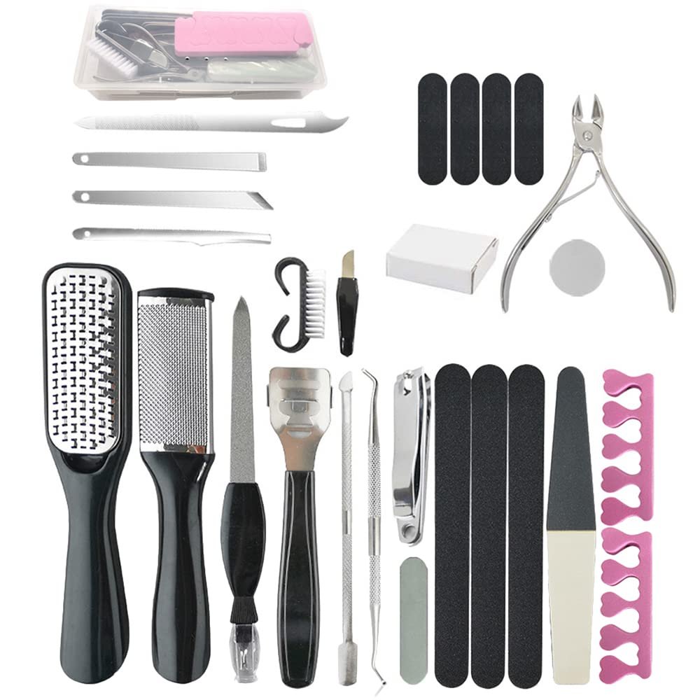 BE-TOOL Portable Manicure Set Nail Clippers Pedicure Kit,Stainless Steel Manicure Nail Clippers Pedicure Kit with a Box for Home, Workplace, Outdoor Travel, Gift Giving(27 in 1)