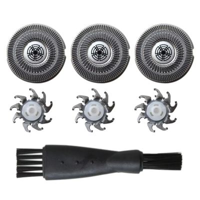 SW-S7105 3x Replacement Shaver Head Blades Compatible for Waterproof Electric Razor Wet & Dry Rotary Shavers with Clean Brush