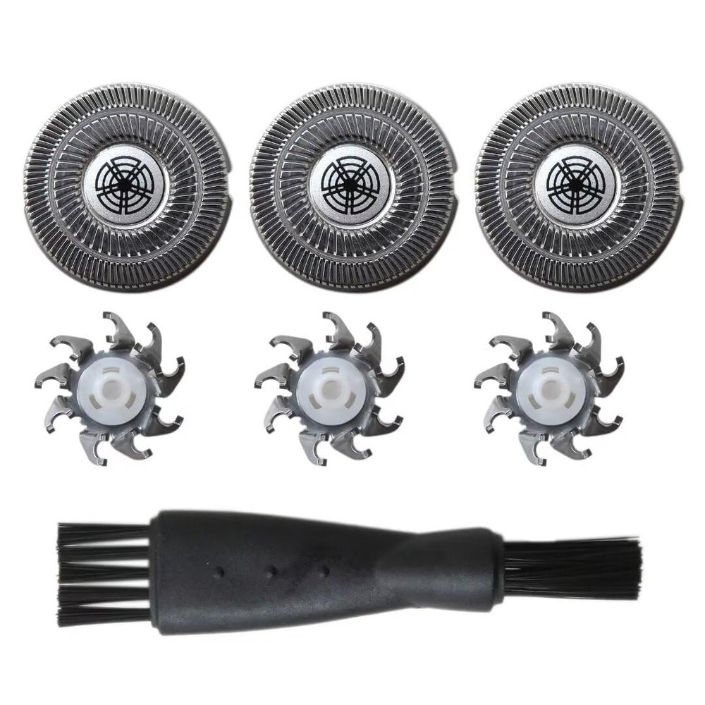 SW-S7105 3x Replacement Shaver Head Blades Compatible for Waterproof Electric Razor Wet & Dry Rotary Shavers with Clean Brush