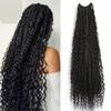YiXing Crochet Boho Box Braids With Human Hair Curls Pre-looped Synthetic Braids Human Hair Curly Braiding Hair Extensions Natural Color for Woman (14inch, 40 Strands) view 1