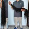 YiXing Crochet Boho Box Braids With Human Hair Curls Pre-looped Synthetic Braids Human Hair Curly Braiding Hair Extensions Natural Color for Woman (14inch, 40 Strands) view 4