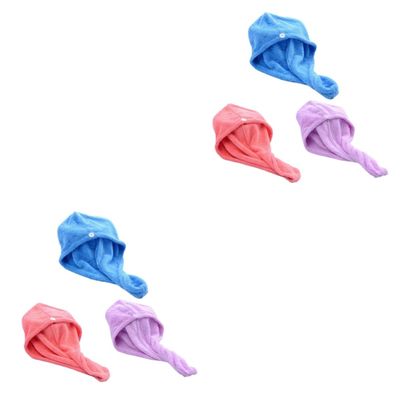 Beavorty 2sets Hair Towel Wrap Bathing Cap Shower Cap Water Absorption Girls 3pcs*2 Random Color