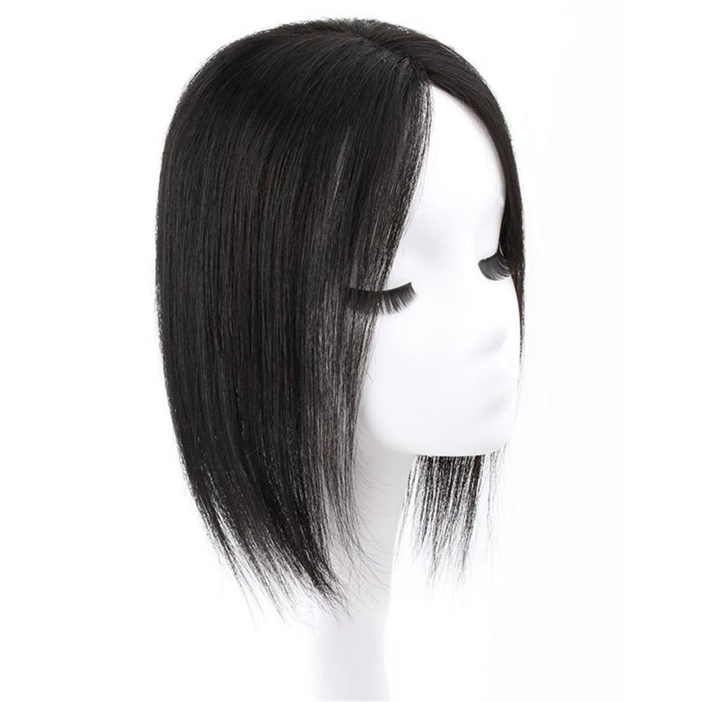 12x13 Human Hair Fluffy Straight Hair Toppers One Piece Four Clips Natural Machine Made for Thinning Hair Hair Loss for Woman (Naturaal color,25cm/10inch)