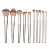 Handle Conical Grey Mouthpiece 10Pcs Brush Handle Set Makeup Beige Wooden Brush Eye Shadow Brush for view 1