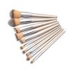 Handle Conical Grey Mouthpiece 10Pcs Brush Handle Set Makeup Beige Wooden Brush Eye Shadow Brush for view 2