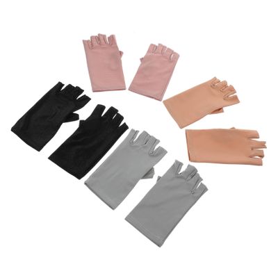 Beavorty 4Pairs Uv Protection Nail for Women Breathable Spandex Manicure Gloves with Half-finger Design Anti-uv Gel Nail Lamp Gloves Sunshade Protective Gloves for Hand Care and Outdoor Activities