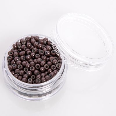 ColorYoung 300 PCS Extension Beads with Silicone Nano Rings Micro Links Beads for Nano Hair Extensions Human Hair 3.0x1.8x2.2 mm Brown