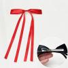 10 Pcs Hair Bow Clips for Girls, Bow Hair Clips for Women, Hair Ribbon Hair Bows with Long Tail, Polyester Exquisite Solid Color Hair Bows, Bowknot Tassel Claw Hair Clip for Women (Red) view 2