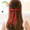 10 Pcs Hair Bow Clips for Girls, Bow Hair Clips for Women, Hair Ribbon Hair Bows with Long Tail, Polyester Exquisite Solid Color Hair Bows, Bowknot Tassel Claw Hair Clip for Women (Red) view 4