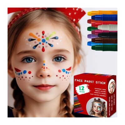 Face Painting Kit 12-color Face Painting Crayon Set, Washable Body Painting, Face Color Stick Crayon Professional Body & Face Paint Kit