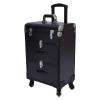 Lemoeyes Professional Rolling Makeup Train Case, Large Cosmetic Trolley with Wheels Locks Keys, Cosmetic Train Case with Dividers, Travel Cart Trunk for Makeup Nail Art Hair Styling view 1