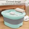 MegLob Foldable Foot Spa Bath Tub, Collapsible Feet Bath Basin Soaking, Large Size for Soaking Feet, Foot Soak Tub with Feet Relaxing Bumps, Multifunctional Foldable Bucket with Handle,Gray view 2