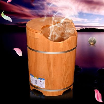 MegLob Oak Wooden SPA Foot Bath Soaking Tub, Solid Oak Wood Foot Basin with Insulation Cover Plate, Pedicure Foot & Calf Spa Deep Soaking Bucket, with Sealed Drain Opening