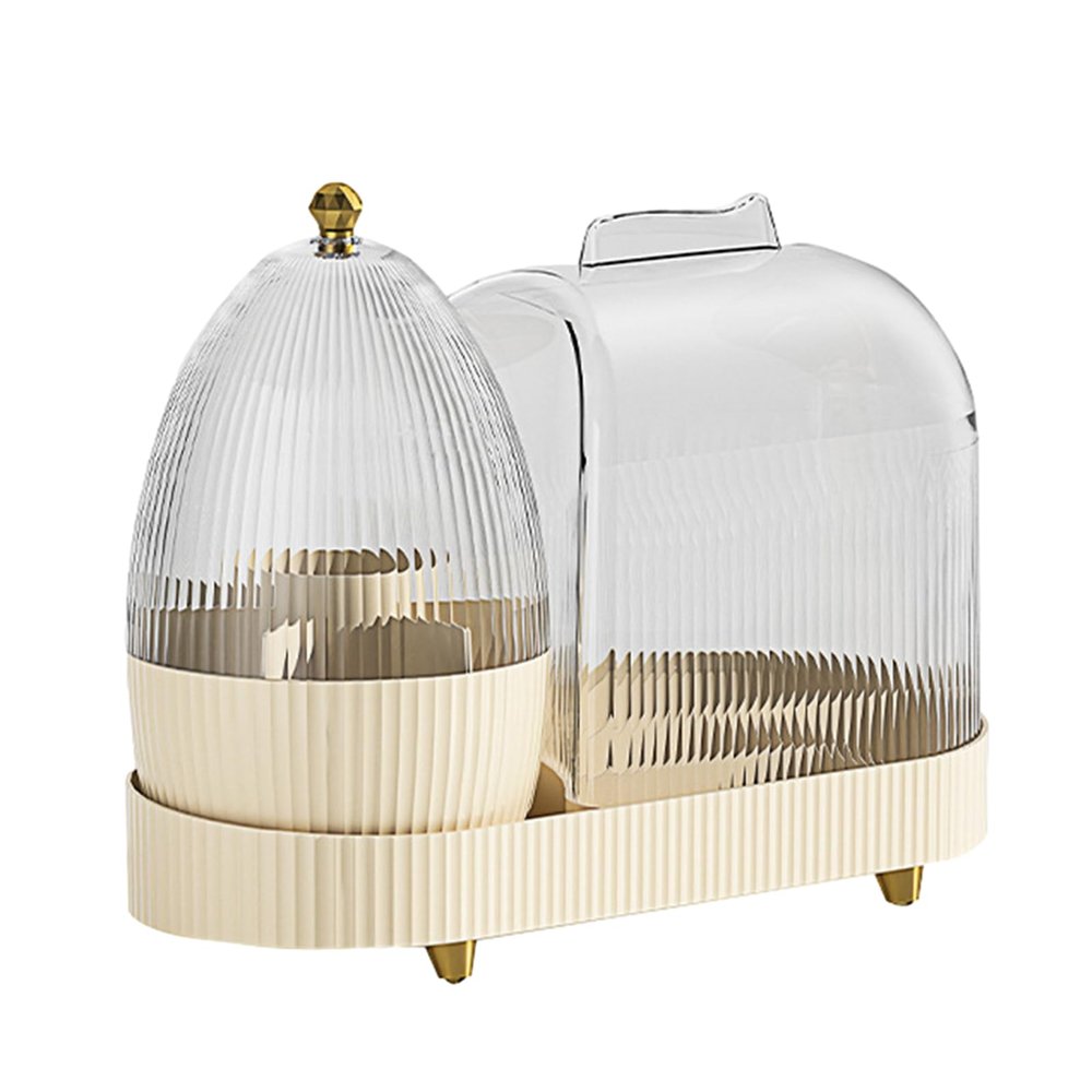 AYKHDS 2023 New Makeup Brush Holder with Cover, Clear Makeup Holder with Lid, 360-degree Rotating Desktop Stationary Display Holder, Cosmetics Makeup Brush Organizer Storage