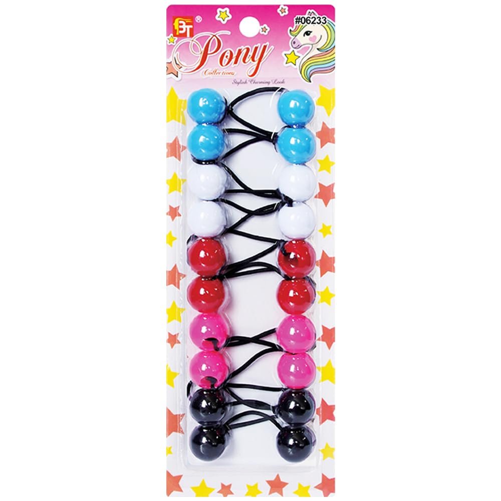 10 Pcs 20mm Ball Hair Ties Ponytail Holders Twinbead Bubble Balls Hair Accessories for Girls Kids Toddler (Sky Blue/White/Red/Pink/Black)