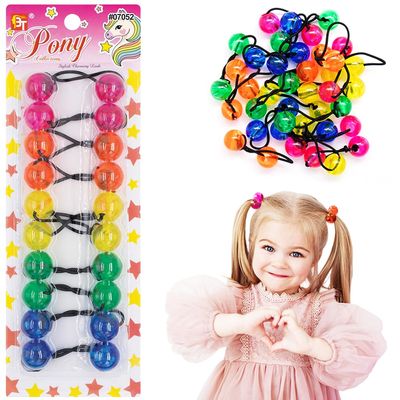 10 Pcs 20mm Ball Hair Ties Ponytail Holders Twinbead Bubble Balls Hair Accessories for Girls Kids Toddler (Clear Magenta/Orange/Yellow/Sea Green/Navy)
