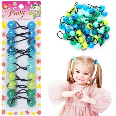10 Pcs 20mm Ball Hair Ties Ponytail Holders Twinbead Bubble Balls Hair Accessories for Girls Kids Toddler (Blue Assorted/Green Assorted)