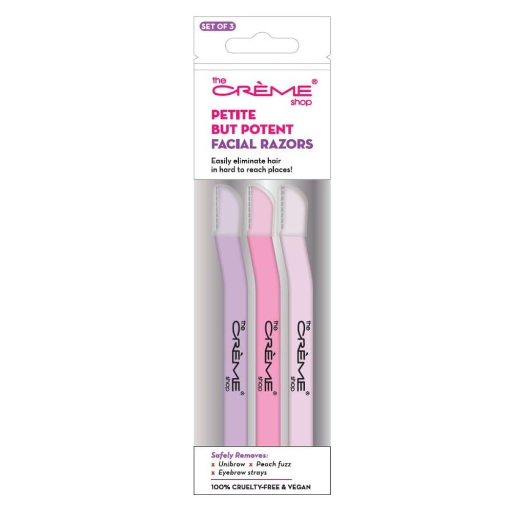 The Crme Shop Petite But Potent Facial Razors Dermaplaning Tool for Face | Face Razors for Women | Stocking Stuffers for Women (Pack of 3)