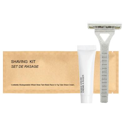 World Amenities Kraft Paper Shave Kit - Bulk Homeless Care Package - Dual Blade Safety Razor and Shave Cream Set (50 Pack)