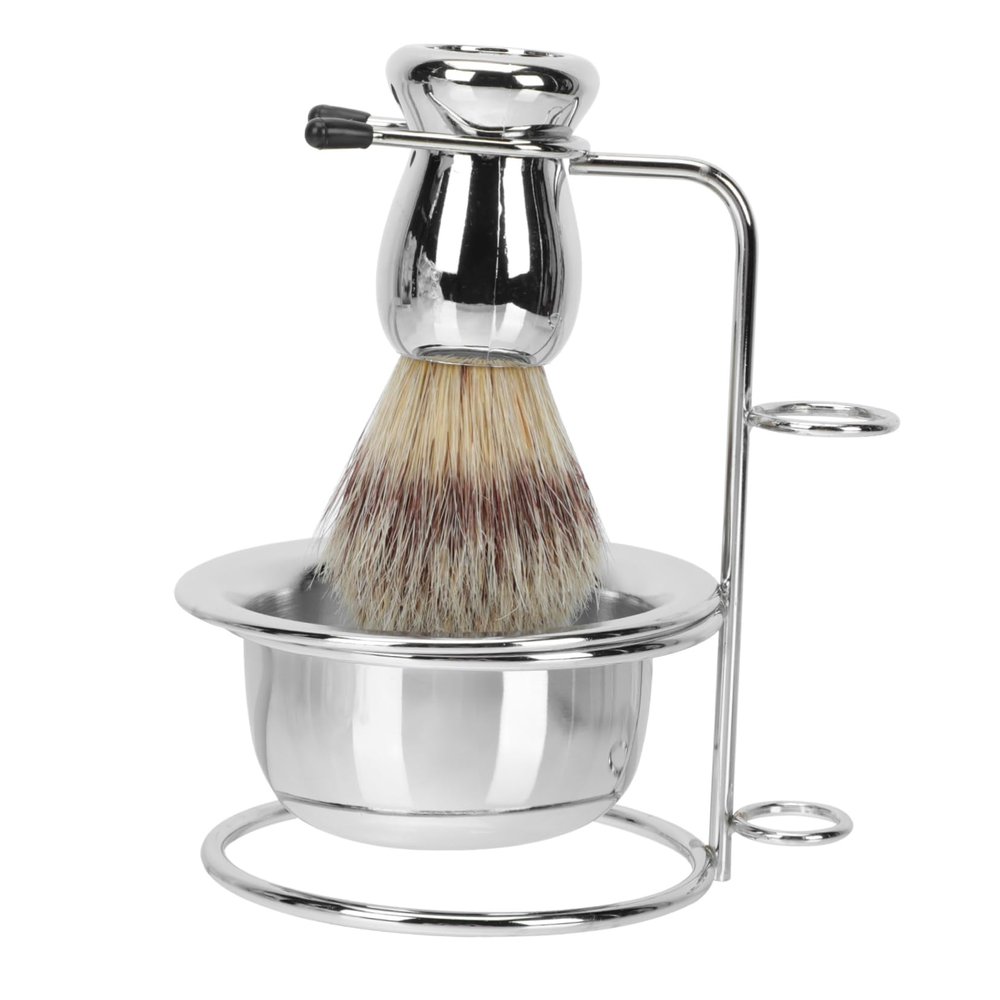 Gogogmee Men's Shaving Brush Set with Shaving Bowl and Storage Rack Complete Grooming Kit for All Beard Types Easy Daily Use and Travel