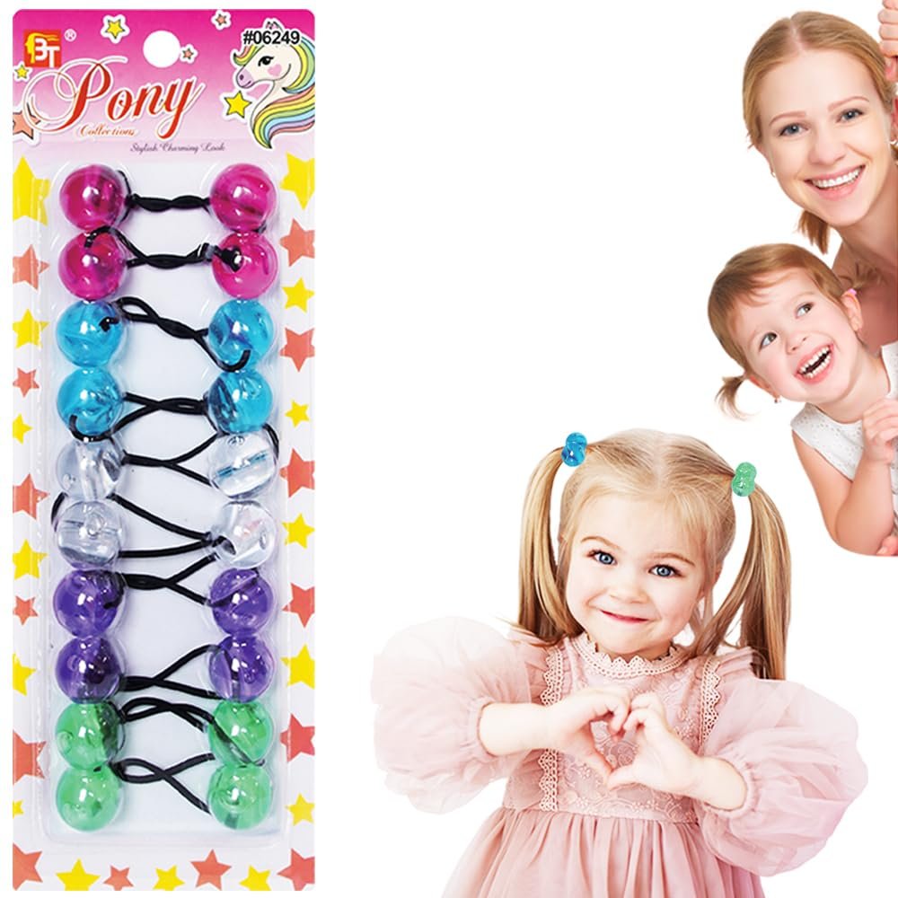 10 Pcs 20mm Ball Hair Ties Ponytail Holders Twinbead Bubble Balls Hair Accessories for Girls Kids Toddler (Clear Magenta/Blue/Clear/Purple/Light Green)
