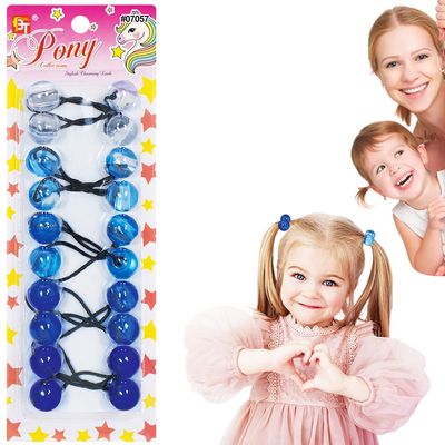 10 Pcs 20mm Ball Hair Ties Ponytail Holders Twinbead Bubble Balls Hair Accessories for Girls Kids Toddler (Clear Blue Assorted)
